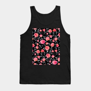 Roses on Black - a watercolor floral pattern Tank Top